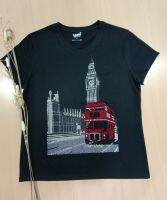 KUNI# K208 เสื้อยืดผู้หญิง แต่งเพชร ลาย London Bus  Rhinestone Crystal T-shirts by Kunibrand