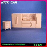 Kickcar 1/64 Tool Cabinet Set Model Car Diorama Uncolored Resin Garage Scene Repair Tools Decoration Simulation Scene Toy