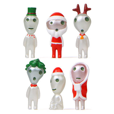 6PCSSets Christmas Series Princess Mononoke Glow in dark Mini Figures Elf Tree Dolls Resin Models Anime Figurines Toys for Kids