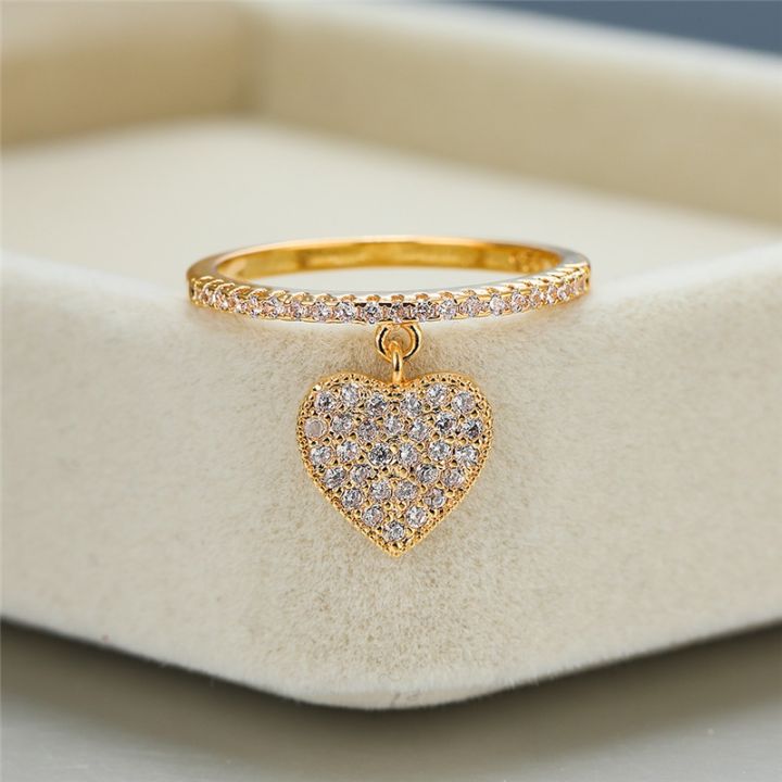 mm75-จี้หัวใจน่ารักสีขาวเพทายแหวนสำหรับผู้หญิงสีเหลืองทอง-ทองคำขาว-กุหลาบทองหมั้นสัญญาแหวนหญิงเครื่องประดับจัดงานแต่งงาน