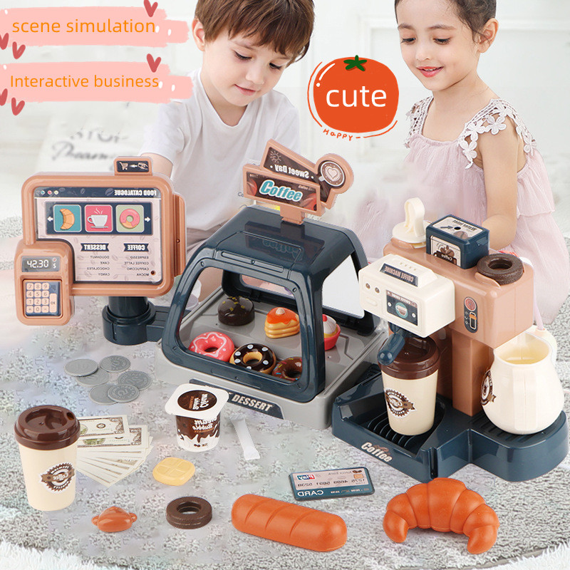 Kanak kanak mesin kopi Playset simulasi kedai kopi kafe berpura pura mainan pendidikan awal mainan dapur mainan