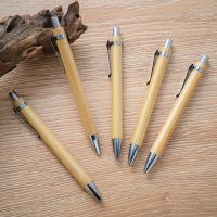 5Pcs Bamboo Pen Bamboo Wood Ballpoint Pen 1.0mm Bullet Tip Blue Black Ink Business Signature Ball Pen Pens