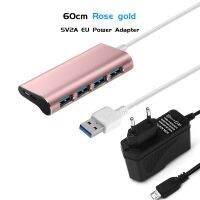 【Cod】 Gadget Lab Bd 4-Port USB 3.0 HUB 0.6เมตร/1เมตรสาย + 5V2A อะแดปเตอร์ไฟฟ้าอลูมิเนียม S Plitter สำหรับสก์ท็อปแล็ปท็อปฮาร์ดไดรฟ์ไม่จำเป็นต้องใช้