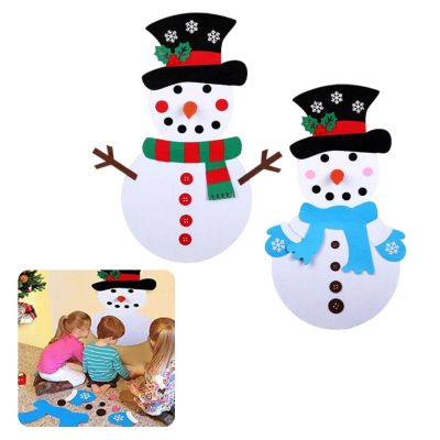 2เซ็ตคริสต์มาสหิมะ Diy รู้สึกมนุษย์หิมะแขวนผนังมนุษย์หิมะต้นคริสต์มาสของเล่น Decora S สำหรับเด็กเครื่องประดับคริสต์มาสนาตาล