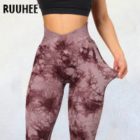 CWRUUHEE Crossover ไม่มีรอยต่อ Leggings สำหรับผู้หญิง Tie Dye ออกกำลังกาย Leggings ผู้หญิง Scrunch Butt Lifting Leggings สำหรับฟิตเนสกางเกงโยคะ