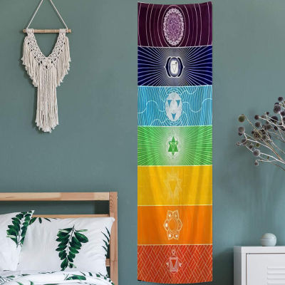 【cw】Rainbow Chakra Planet Flower Tapestry Buddhist Yoga Cosmic Energy Center Meditation Tapestry Wall Hanging Dorm Home Decor