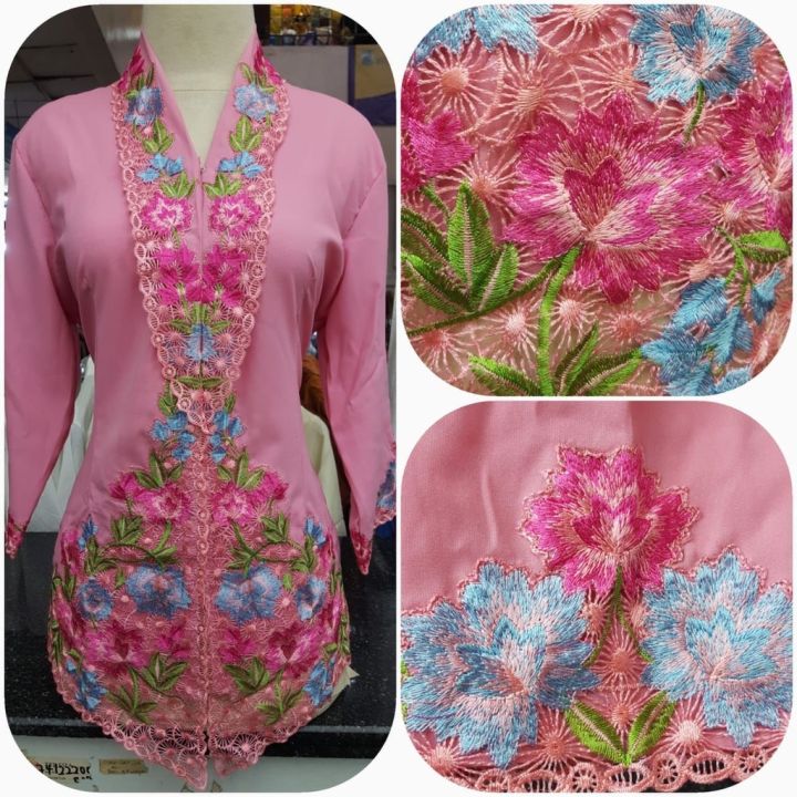 READY STOCK】Baju Kebaya Nyonya Pink (Lengan 3 suku)🔥🔥 | Lazada