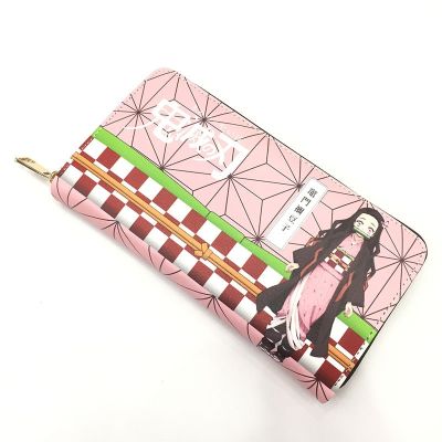 （Layor wallet） อนิเมะปราบปีศาจ Kimetsu No Yaiba Tanjiro Kamado Nezuko กระเป๋าสตางค์ผู้ชายมีซิปกระเป๋าหนัง PU ยาวของขวัญคอสเพลย์