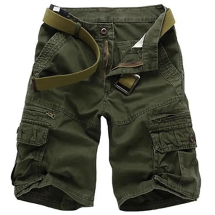 Shorts Men Cotton Cargo Shorts ArmyGreen Tactical Loose Casual Homme  Bermuda Shorts Male NO Belts 29-40 Pantalones Cortos Hombre | Lazada  Singapore