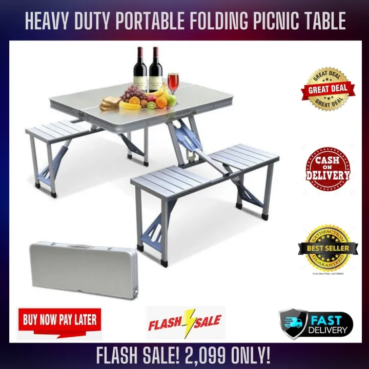 [JEREMOER] Heavy Duty Aluminum Folding Picnic Table with 4 Seats