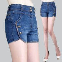 ผู้หญิง DENIM สั้นยืดสูงเอวกางเกงยีนส์ Koera VINTAGE ฤดูร้อนสวมใส่ Btrathable วัสดุ