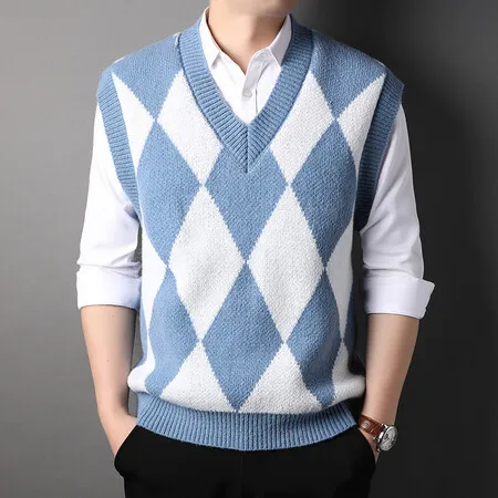 Crew Neck Ribbed Knit Vest  Streets of Seoul  Mens Korean Style Fashion   thestreetsofseoul