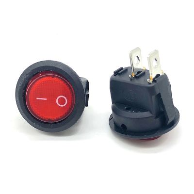 10pcs/lot Red Button ON OFF SPST KCD1 2 Round Rocker Switch 2PIN 6A/250V 10A/125V AC 20MM Hole