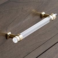 3 3.75" 5" 6.3" Acrylic Drawer Knobs Pull Handles Dresser Pulls Gold Glass Look Kitchen Cabinet Handles Door Pulls Knob Modern Door Hardware Locks