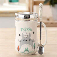 Ceramic Creative Large Capacity Lovely Cartoon Totoro Lover Coffee Mug with Lid and Spoon Office Water Tea Cup Birthday Gift