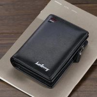 Luxurious Brand Men PU Leather Short Wallet With Zipper Coin Pocket Vintage Big Capacity Male Short Money Purse Card Holder New