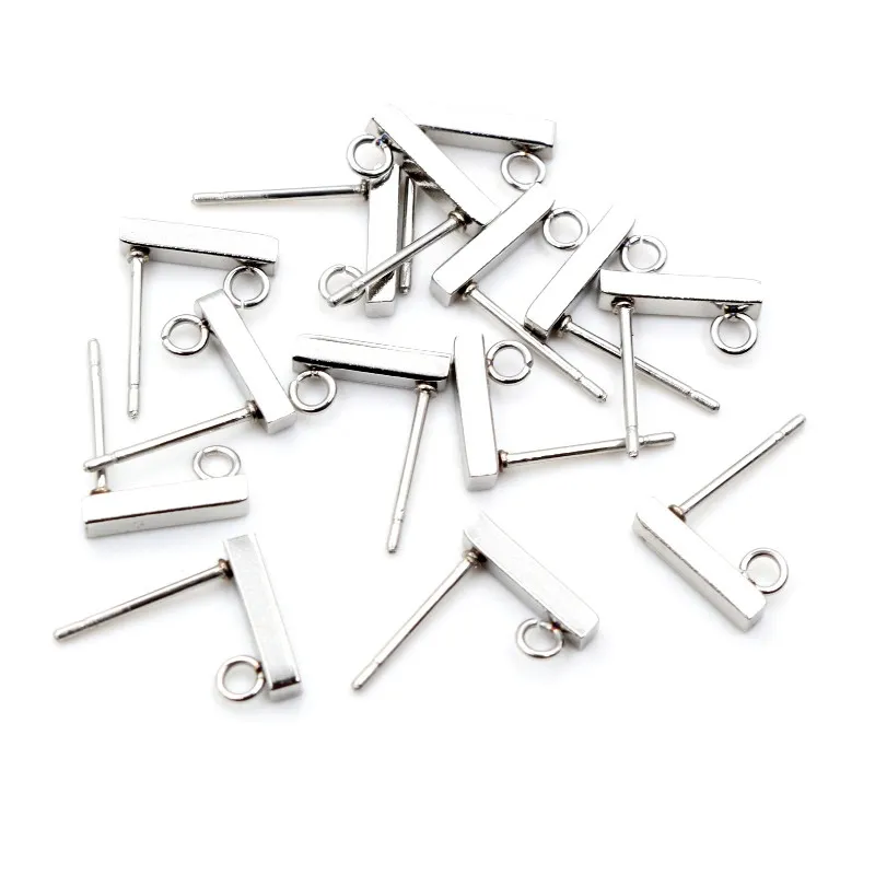 20pcs 10 15 20mm 316 Stainless Steel Earring Hooks Bar Tube Stud Earrings  Ear Wires Connector DIY Jewelry Making Findings