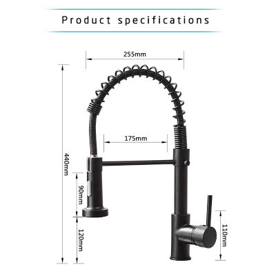 Matte Black Kitchen Faucet Deck Mounted Mixer Tap 360 Degree Rotation Stream Sprayer Nozzle Kitchen Sink Hot Cold Taps