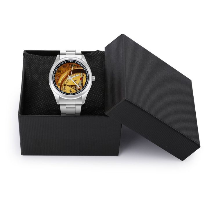 เข็มทิศสำหรับกัปตันนาฬิกาควอตซ์นำทางสแตนเลสภาพนาฬิกาข้อมือคู่สำนักงานคลาสสิกซื้อนาฬิกาข้อมือ