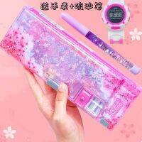 Original Internet celebrity quicksand pencil bag girl unicorn simple large-capacity multi-functional stationery bag primary school students cute stationery box junior high school student pencil bag childrens first grade pen storage cartoon pencil case st