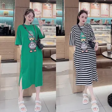 Váy bầu đẹp mùa hè 2023, Đầm bầu thời trang thiết kế công sở chất thô sọc  kẻ | Shopee Việt Nam