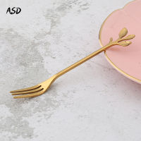 1 Pcs Stainless Steel Leaves Spoon Fork Coffee Tea Spoons Ice Cream Dessert Cake