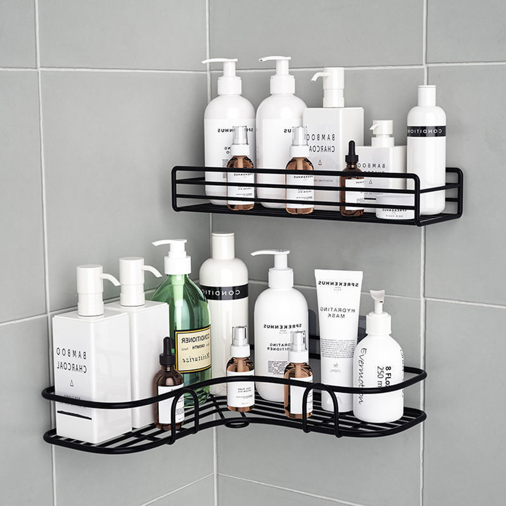 12PCS Bathroom Shelf Shower Wall Mount Shampoo Storage Holder With Sution Cup No Drilling Kitchen Storage Bathroom Accessories