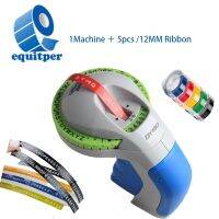 EQUITPER 1เครื่อง + ริบบิ้น5ชิ้น/12มม. สำหรับ Dymo 12965เครื่องพิมพ์ป้ายด้วยตนเอง Dymo 1610 1540 Motex C101เทป3D สำหรับ J136ผลิตฉลาก