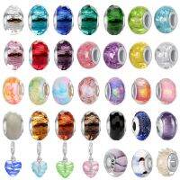 New Colorful Clear Sparkling Murano Glass Beads Fit Original Pandora Charms Silver Color Bracelets Women DIY Jewelry Accessories