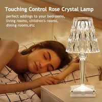 LED Diamond Crystal Table Lamp Touch Rechargeable Battery Desk Lamp Acrylic Glass Mood Night Light for RestaurantCofe Decor