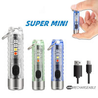 MINI พวงกุญแจไฟฉายแบบชาร์จไฟได้ Super Bright Torch พร้อมแม่เหล็ก Camping Uv Light ไฟฉายแบบพกพาที่มีประสิทธิภาพ