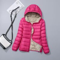 Double-Sided Wear Women Hooded Short Puffer Jackets 2023 New Arrivasl Plus Size Ultra Lightweight Packable Female Down Coat