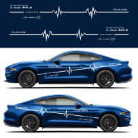 2ชิ้นสติกเกอร์รถคลื่นไฟฟ้าหัวใจปรับแต่งตัวถังรถแบบสร้างสรรค์สร้างสรรค์ตกแต่งรอบเอวทุกสติกเกอร์รถ-สีขาว
