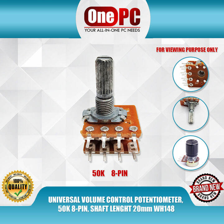 UNIVERSAL VOLUME CONTROL POTENTIOMETER, 50K 8PIN, SHAFT LENGHT 20mm