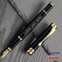 ✹ Golden Text Custom Engraving Fountain Pen Ink Gift School Supplies 2023 Stationery Men Luxury High Quality Writing Office Metal