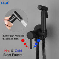 ULA Black Faucet ss Launch Sprayer Portable Toilet on Hot Cold Water Bathroom Mixer Shattaf Valve hygienic shower