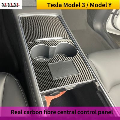 Real Carbon Fibre Central Control Panel Protective Patch For Tesla Model 3 Model Y Trim Central Control Feels 2021 2022