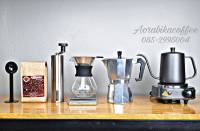 LDS03-ชุด 2 in 1 Mokapot 6cup+เหยือกแก้วดริป 400ml+กาดริป 600ml+เตา GS+ที่วัดน้ำ+ที่บดกระบอกสแตนเลส+ช้อน+กาแฟ250กรัม