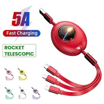 High Quality New Innovation Of 3-in-1 Telescopic USB Data Cable Space Telescopic Adapter Data USB Rocket Cable Capsule Cable G7S6