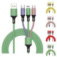 สายข้อมูลชาร์จเร็วแบบ3 In 1,ซิลิโคนเหลว8พินไมโครยูเอสบี Type-C สำหรับสำนักงาน