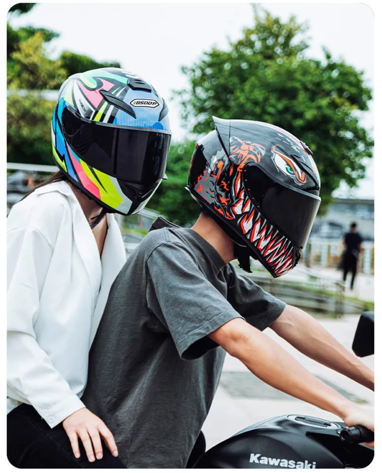 Motorcycle Helmet Women Moto Ear Personality Full Face Motor Helmets  Motocross