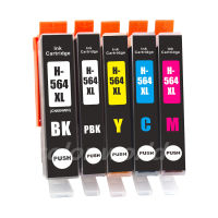 5 Pack 564XL BK PBK C M Y Print Ink Cartridge 564 XL Black Photo Black Cyan Magenta Yellow Full Set for HP PHOTOSMART D5445 D5460 D5463 D5468 C5324 C5370 C5373 C5380 C5383 C5388 C5390 C5393 C6324 C6340 C6350 C6380 C6375 7520 D7560 Color Printer