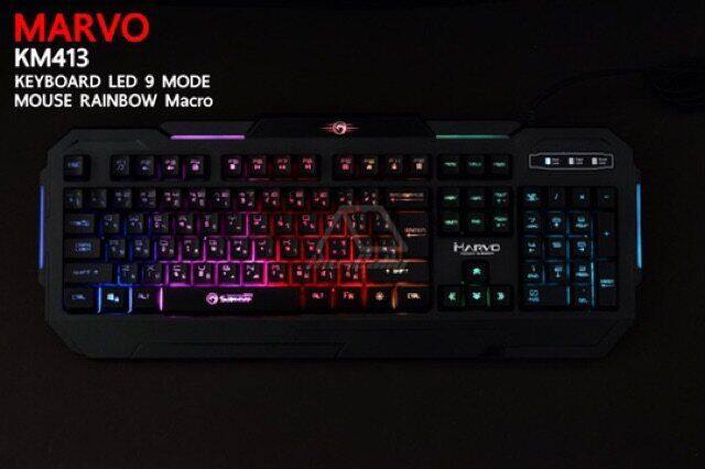 ขายดี-marvo-km413-set-keyboard-led-9-mode-mose-rainbow-macro-มีอักษรภาษาไทย-นิยม