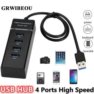Grwibeou ตัวแยกอะแดปเตอร์ USB 4ฮับพอร์ต USB 3.0ความเร็วสูง USB หลากหลาย2.0ไฟตัวเปลี่ยนสาย VGA สำหรับอะแดปเตอร์พีซีแล็ปท็อปโน๊ตบุค