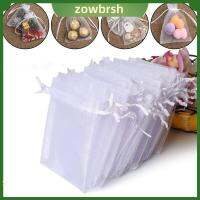 ZOWBRSH 25/50PCS งานแต่งงาน ปาร์ตี้ซัพพลาย ของชำร่วยคริสต์มาส กระเป๋าหูรูด Organza Gauze ซอง ถุงของขวัญ ถุงสีขาว