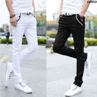 ❁✹ Long Skinny Denim Mens Casual Pants Necked Boys Korean Version Summer Slimmer Look Break Slim-Fit Stretch White Men 〈