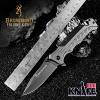 มีดพับ Browning ขนาด 23cm ลายงูหลาม สแตนเลส มีระบบดีดใบมีด มีดเดินป่า มีดป้องกันตัว มีดทำอาหาร