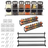 Wall Mount Spice Rack Organizer 1/2 pcs Metal Hanging Racks Single Layer Seasoning Organizer Rack for Door Cupboard Pantry