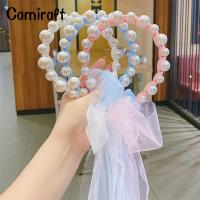 Camiraft ที่คาดผมแบบถักประดับโบว์สำหรับผู้หญิงหญิงสาว,ที่คาดผมเจ้าหญิงไข่มุกเกาหลีเครื่องประดับผมแฟชั่นน่ารักที่คาดผมสุดแสนสวยสำหรับ