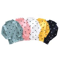 Cotton Dot Top T-shirt Baby Girl Solid Long Sleeve T Shirt Kids O-neck Toddler Shirts Autumn Girls T Shirts Bottoming Tee Top